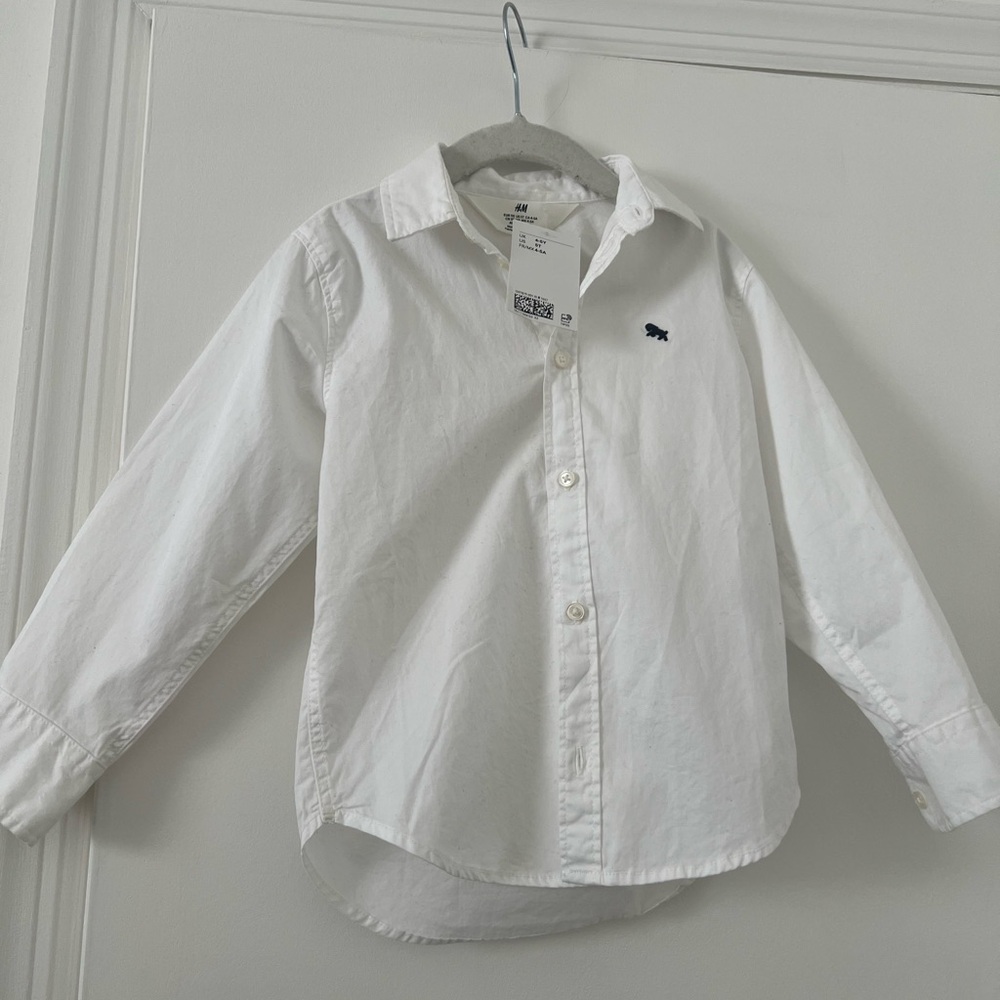H&M White Button Down Shirt Classic Cotton NWT 5T